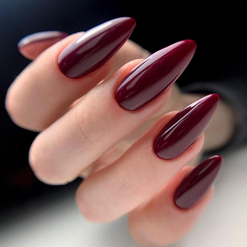 Cherry Almond Water Drop Nail Stickers - 24 Solid Color Fake Nails