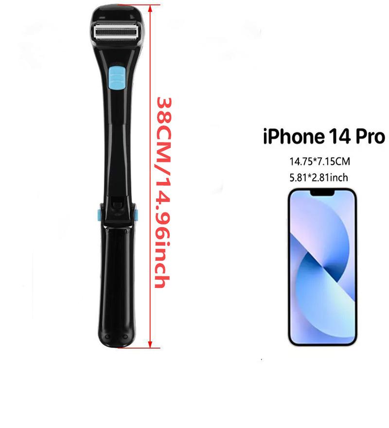 Portable Men's Back Shaving Razor, Body Hair Trimmer, Foldable Long Handle Beauty Salon Depilatory Tool