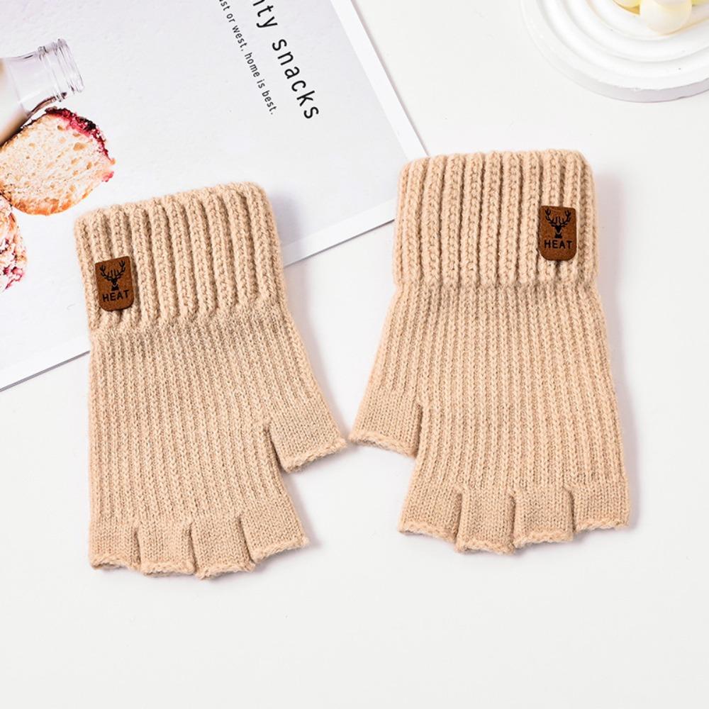 Knitted Half Finger Gloves Thick Driving Gloves Fashion Fingerless Gloves Cycling Driving Use