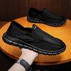Autumn New Old Beijing Cloth Shoes Flat Casual Shoes One Pedal Breathable Solid Color Men's Shoes Umbrella Cloth Shoes Men's