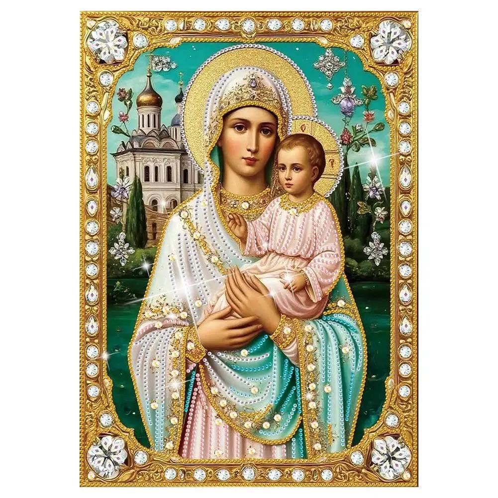 Virgin Mary Partial DIY 5D Special Shaped Drill Gem Art for Adults/Beginners Home Decor Diamond Art Painting C9C4