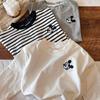 Toddler Striped Cartoon T-shirt: Spring/Autumn 2024 Collection, Round Neck Top for Kids