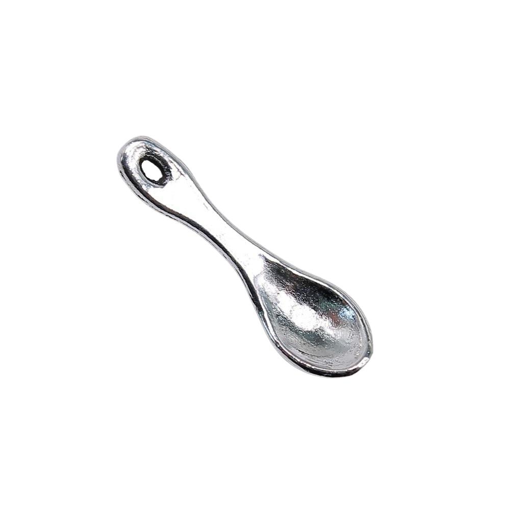 

20шт Ложка Шармы Амулеты Античное серебро Цвет Цинковый сплав 19X5mm