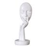 jijijing Abstract Contemplative Face Resin Sculpture, Minimalist Hand-on-Chin Bust Statue for Desk Living Room Office, Creative Art Decor Entryway