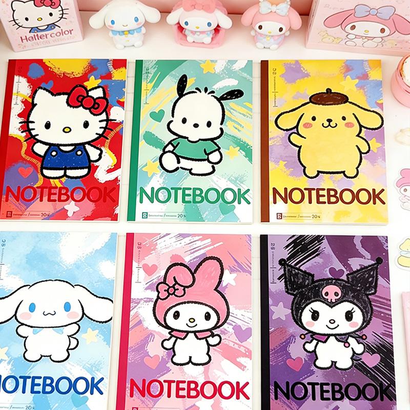 Hot Sanrio Series Notebook Cartoon Watercolor Learning Book Drawing Booklet B5 Horizontal Notebook Peripheral Study Supplies