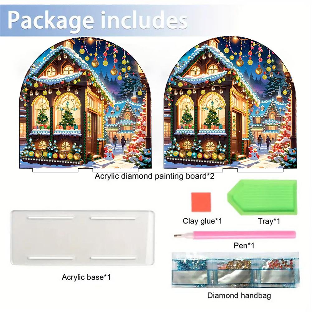 Double Sided Christmas Diamond Painting Napkin Holder DIY 5D Acrylic Diamond Painting Tabletop Paper Towel Holder Desk Ornaments