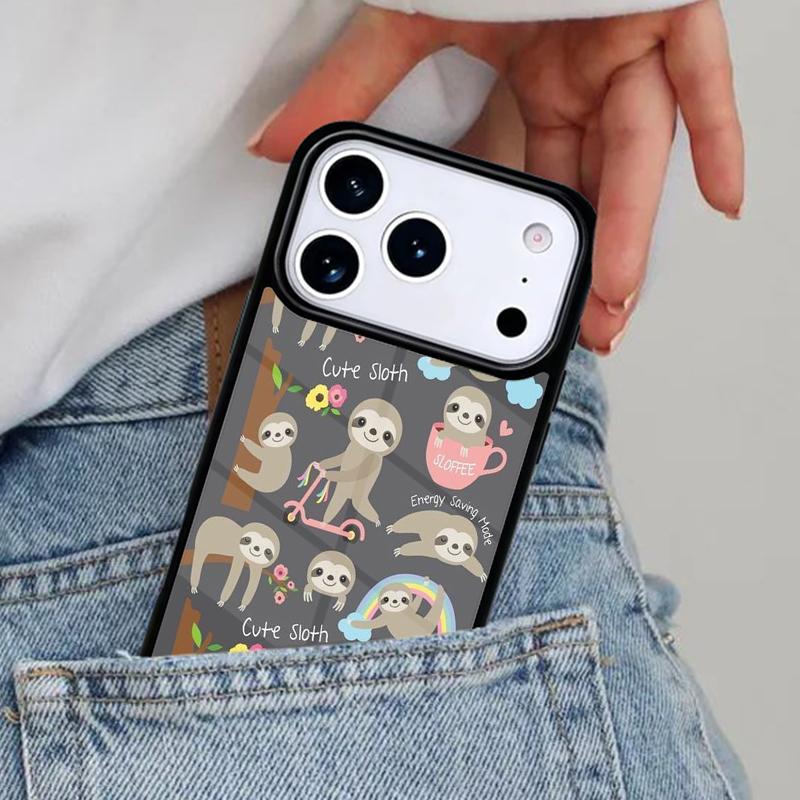 Cute Caffeinated Sloth Animal Phone Case for iPhone 16e 15 14 13 12 17 Pro Max Plus Air 17pro Cover Coque