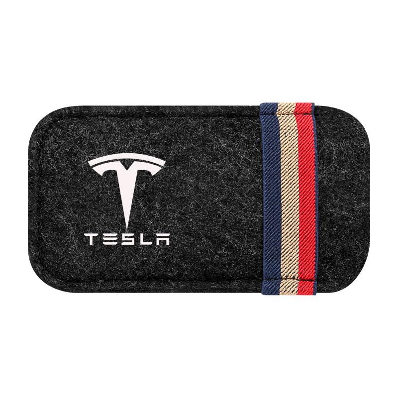 Tesla car glasses box bag multi-function glasses clip ticket clip car creative sunshade bag ID clip чёрный