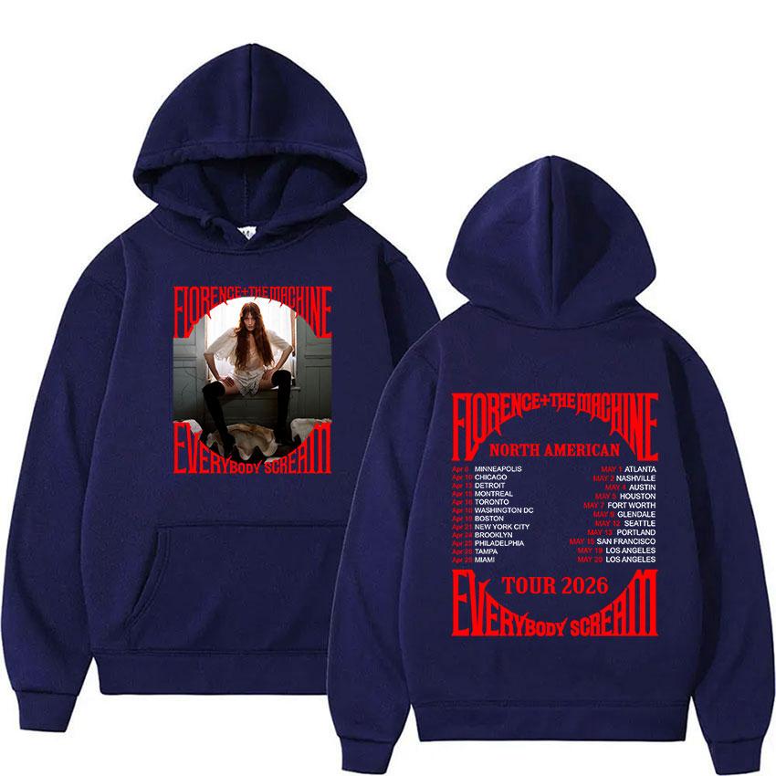 Rock Band Florence The Machine Everybody Scream Tour 2026 Hoodie Unisex Punk Hip Hop Fashion Pullover Sweatshirt Streetwear