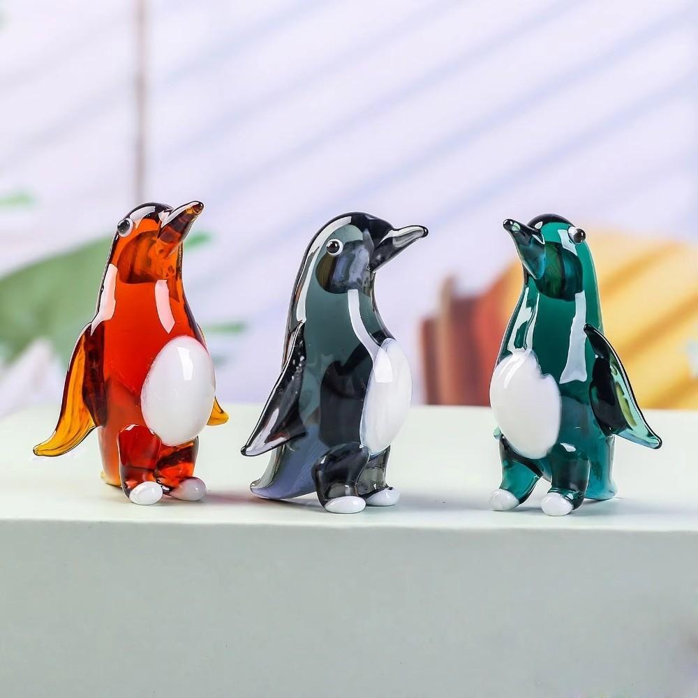 Glass Blown Penguin Figurine Simulated Figurine Collectible Sculpture Ornament Home Table Decor