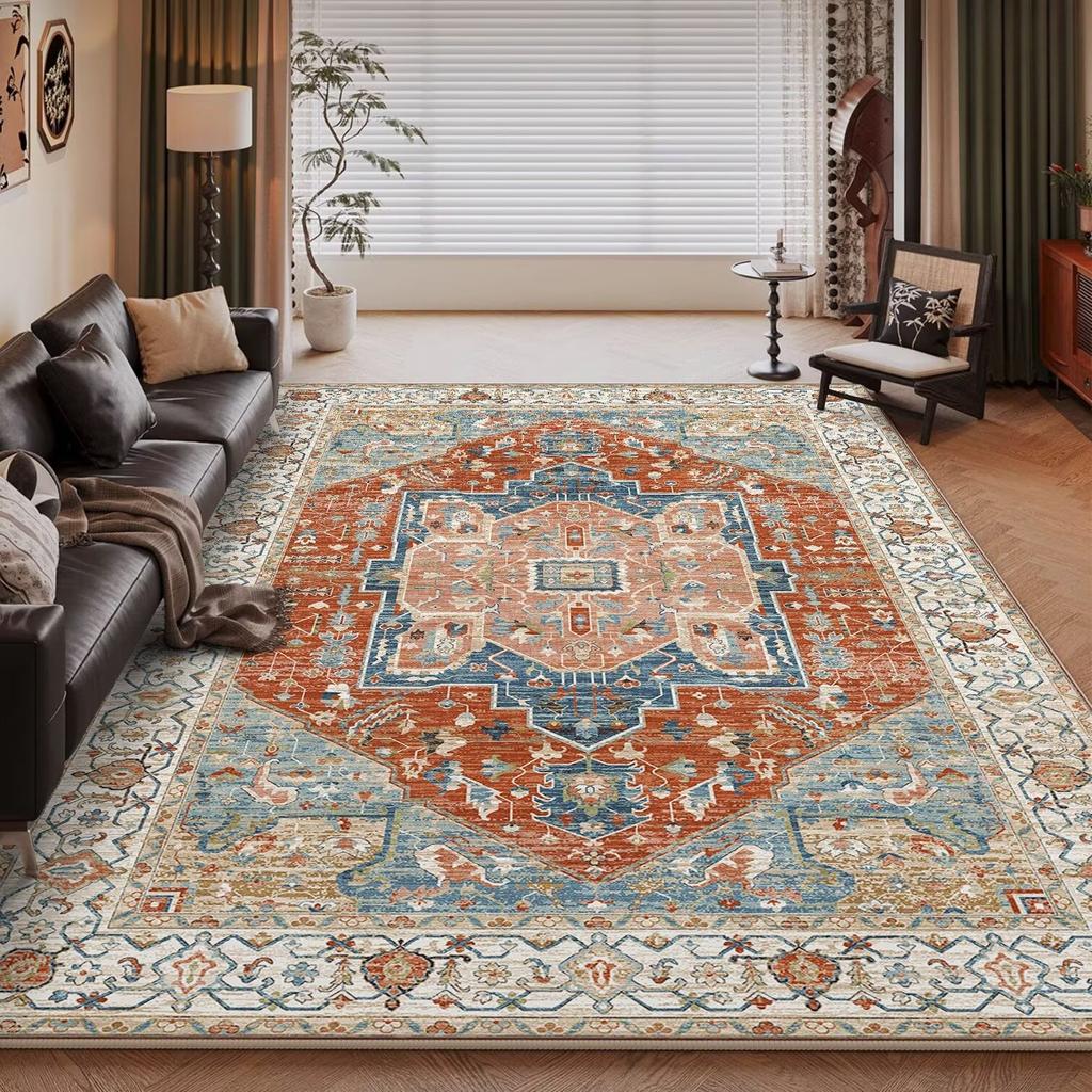 Vintage Light Luxury Living Room Carpet Persia Machine Washable Decoration Coffee Tables Bedroom Rug Plush Mat