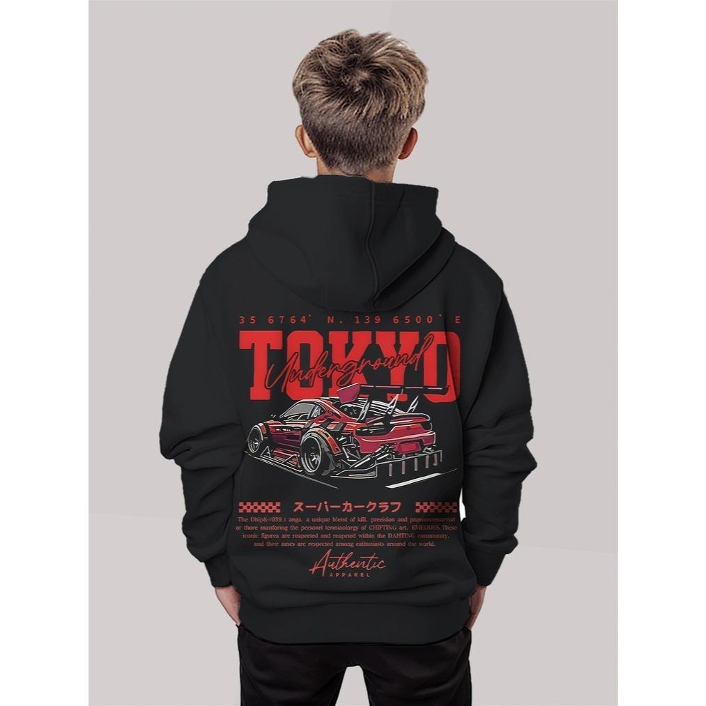 3D Digital Printed Street Racing, Underground Racing Hooded Sweatshirt, Fashionable and Trendy Casual Children's Clothing