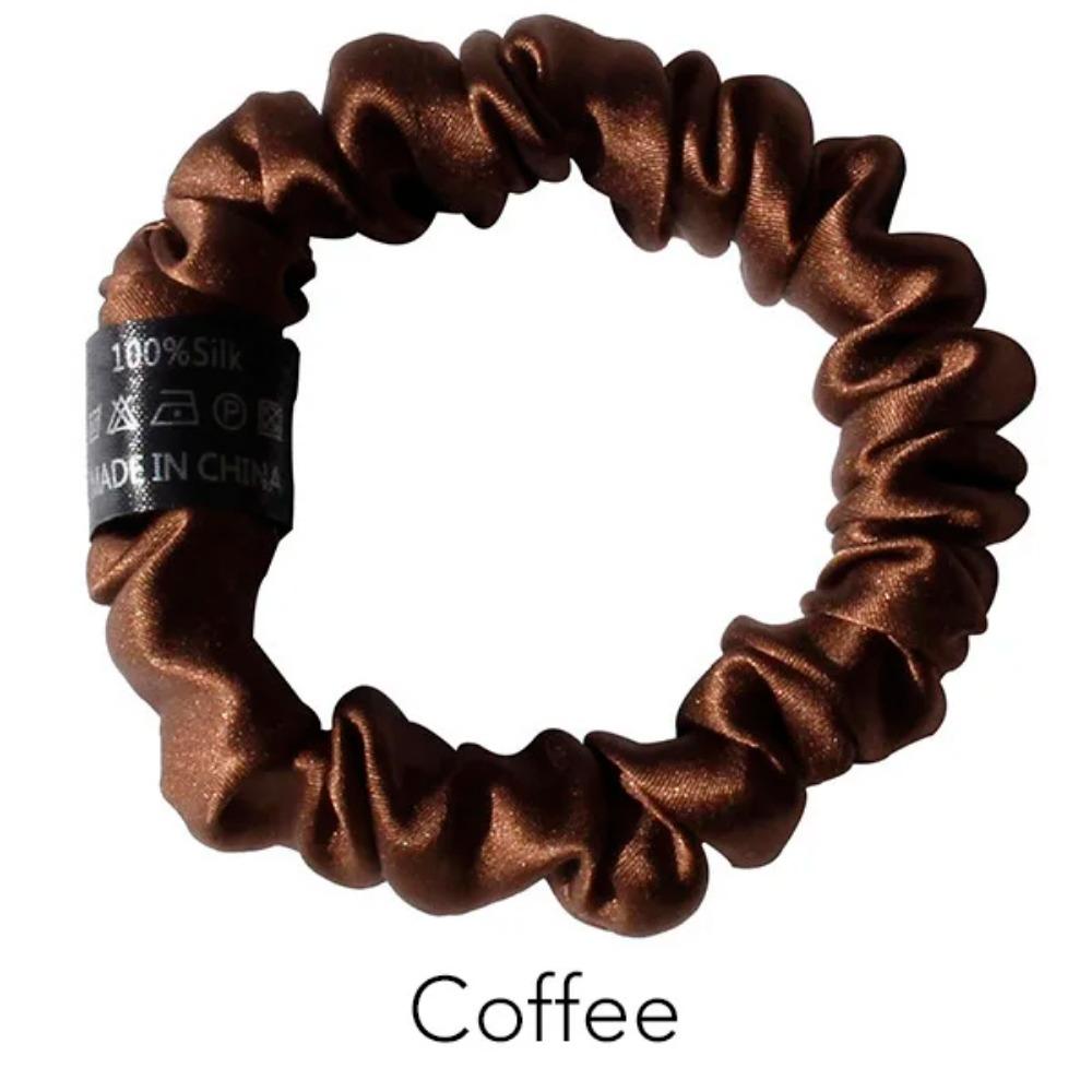 

Pure Mulberry Silk Scrunchies Hair Ties Rubber Bands for Women Girls Small Elastic Ponytail Holder No Damage кавовий