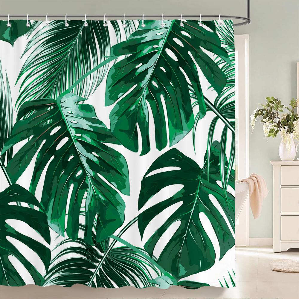 Tropical Green Plant Shower Curtain Leaves Printed washable bath curtain Waterproof Polyester Fabric bathroom Curtains
