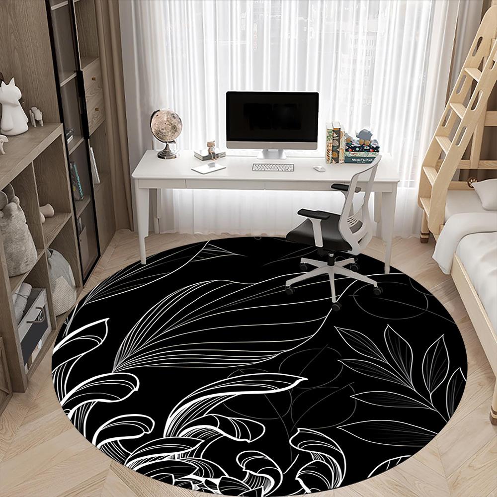 1pc Leaf Nature Office Round Area Rug, Under Office Chairs Bedroom Living Room Home Decor, Room Deco, Available In Various Sizes 031