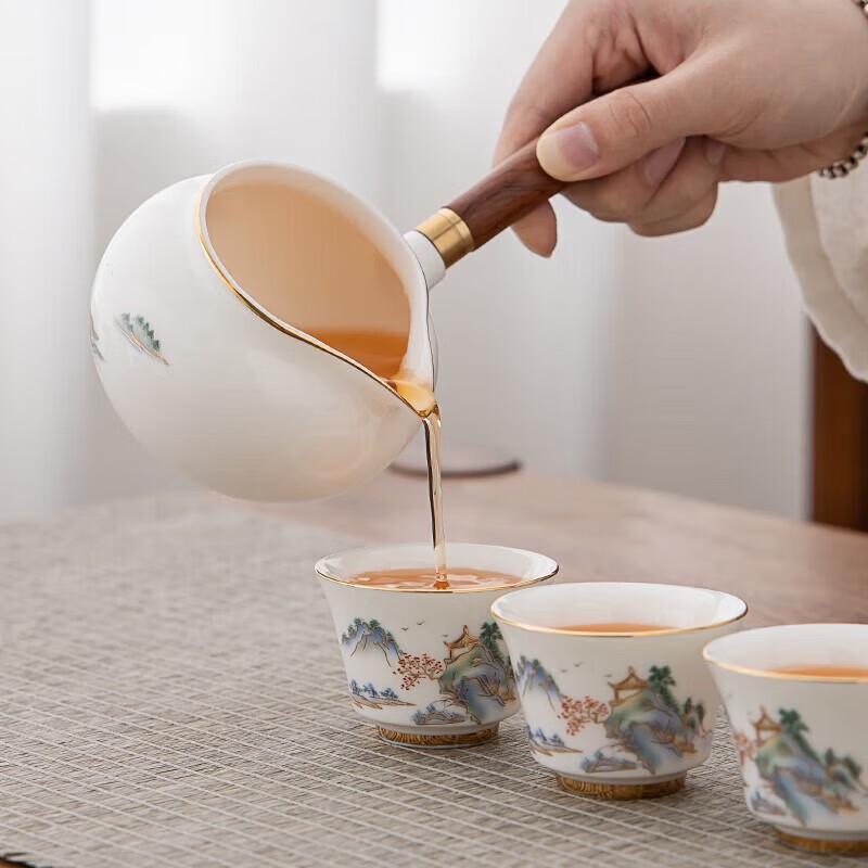 Gold-Inlaid Jade Mountain Zisha Tea Set