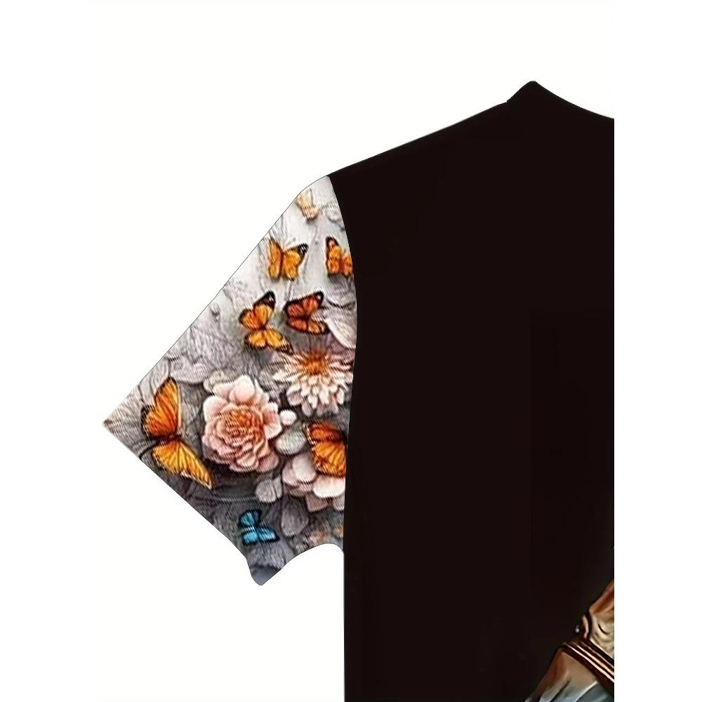 Girls Fashionable 3d Horse Graphic Tee Comfortable Crew Neck Children Girl Short Sleeve Tops Summer Outdoor Kids Clothes