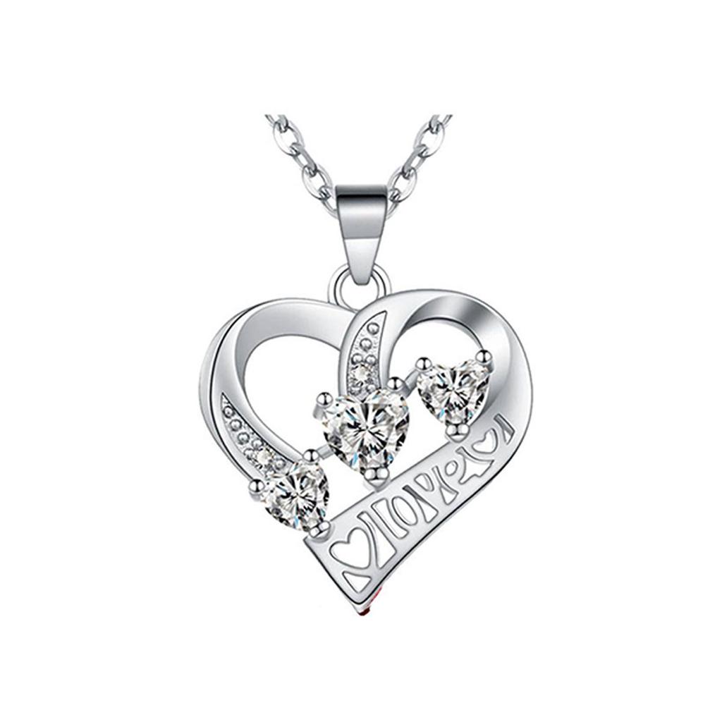 Pendant Plus Necklace Combination Heart-shaped Three-diamond Necklace Women's Japan and Korea Diamond Collarbone Chain Fashion