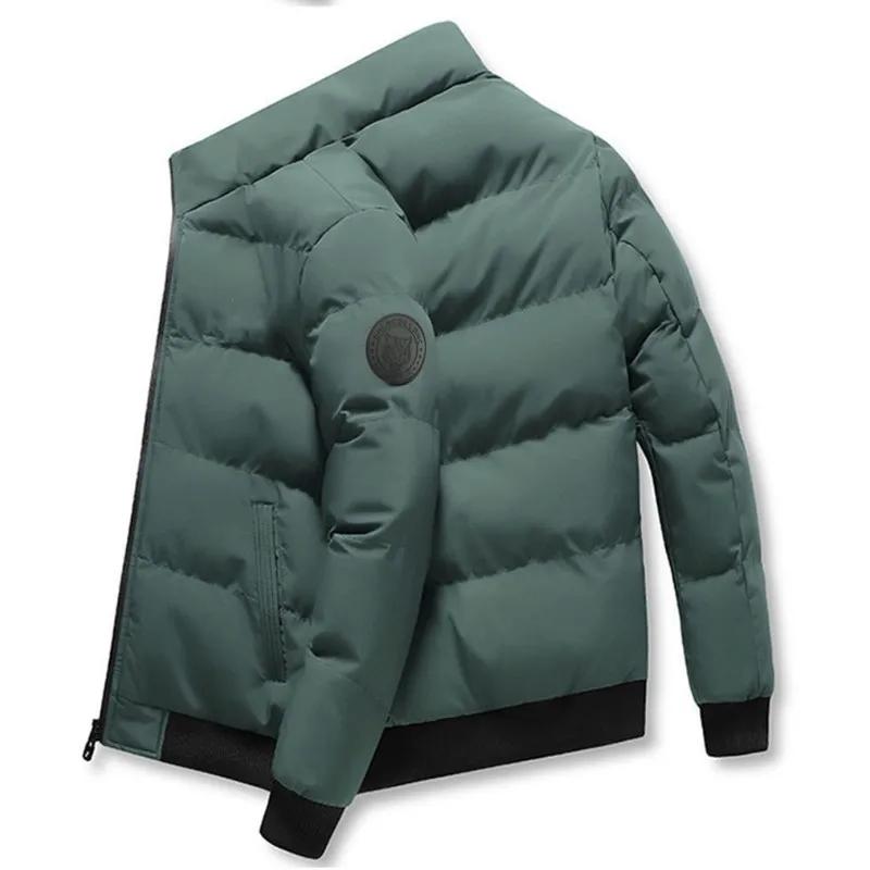 Winter Solid Color Zipper Down Jacket Thick Cotton Jacket Men Trendy Casual Youth Coat Versatile Comfortable Top