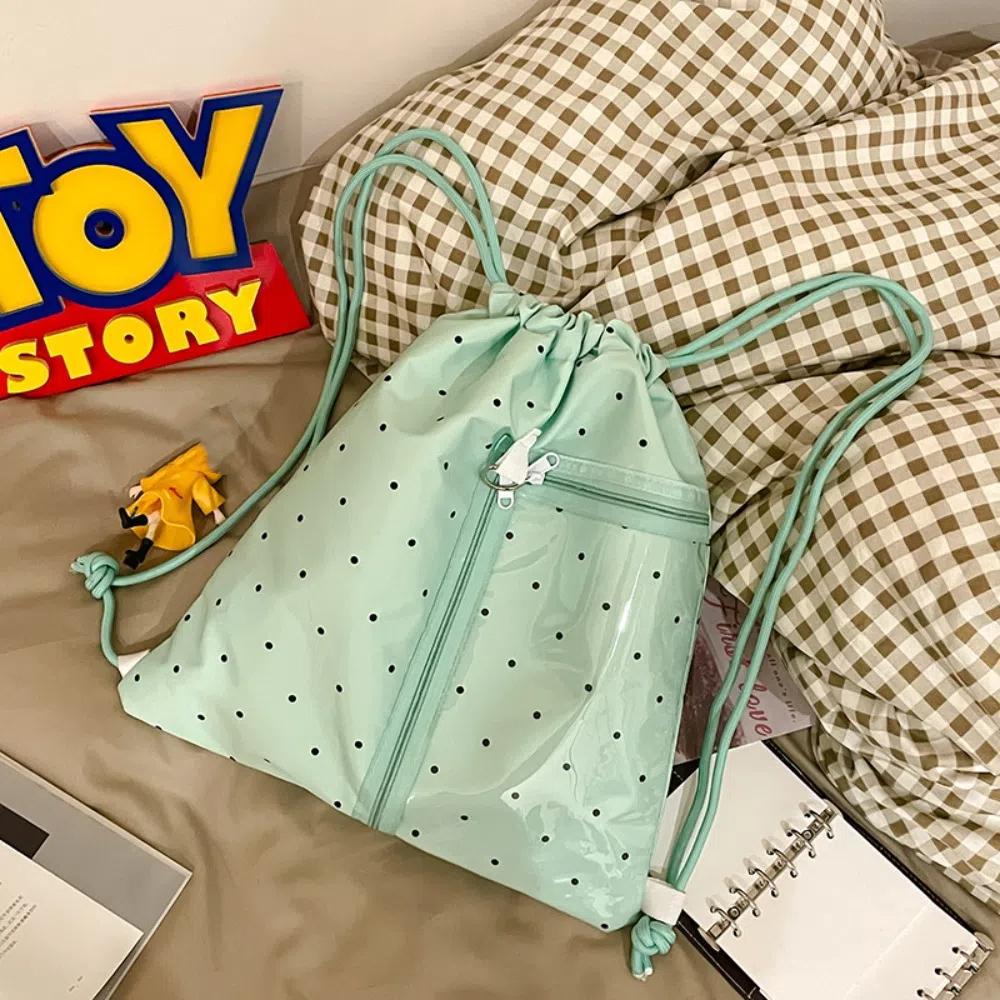 

Легкий нейлоновый рюкзак на шнурке в корейском стиле, студенческий школьный рюкзак, легкая мягкая нейлоновая сумка для девочек Style1-Green