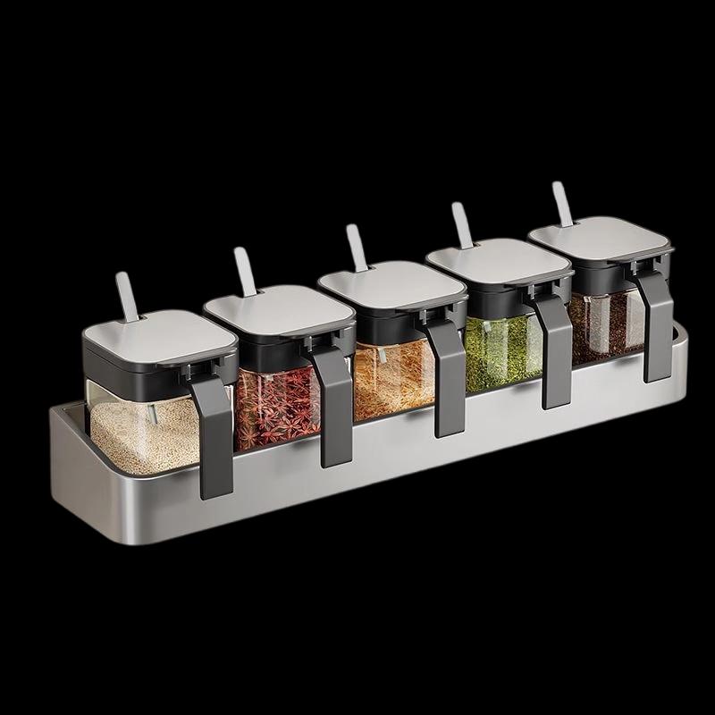 Stainless Steel Wall-Mounted Spice Rack Set