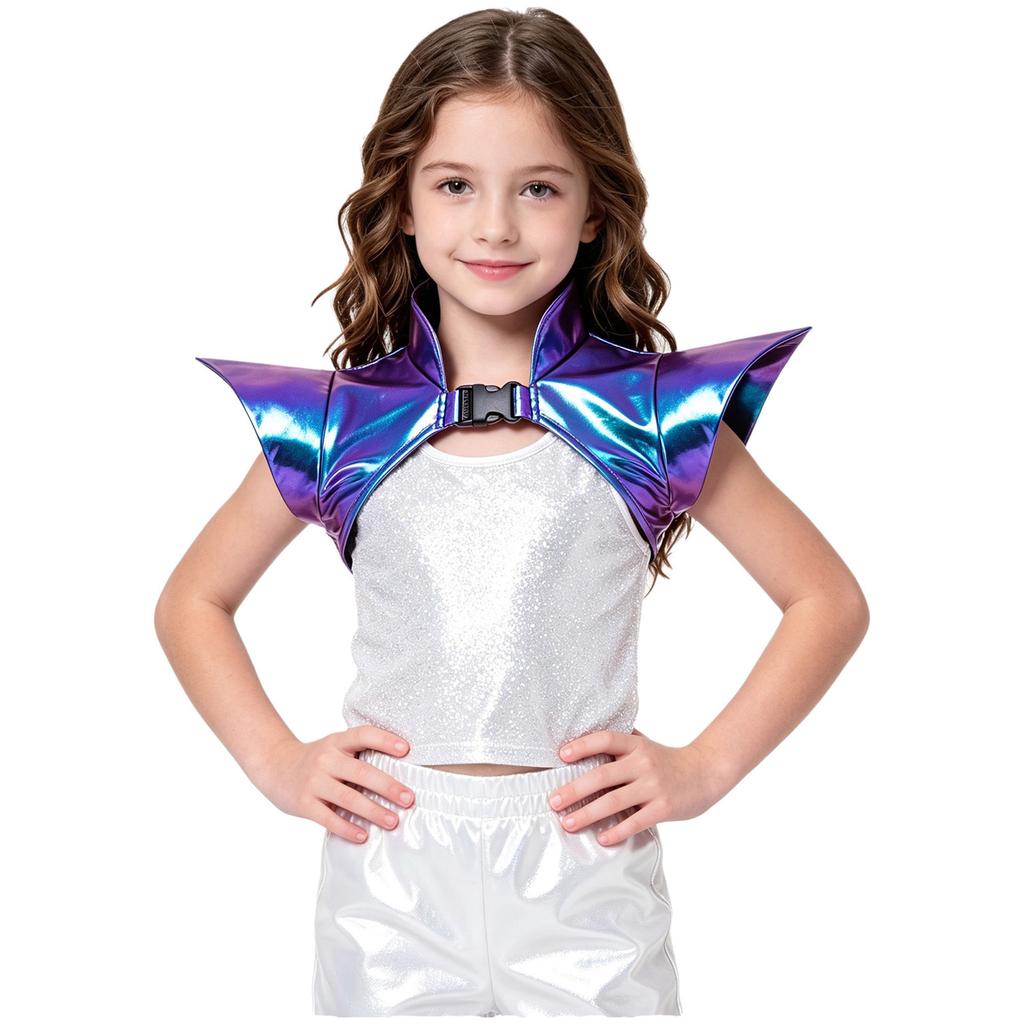 Boléro Armure de Danse Métallique pour Filles Steampunk Gothique Épaulette Colletée Pauldron pour Fête Thème Halloween Spectacle sur Scène