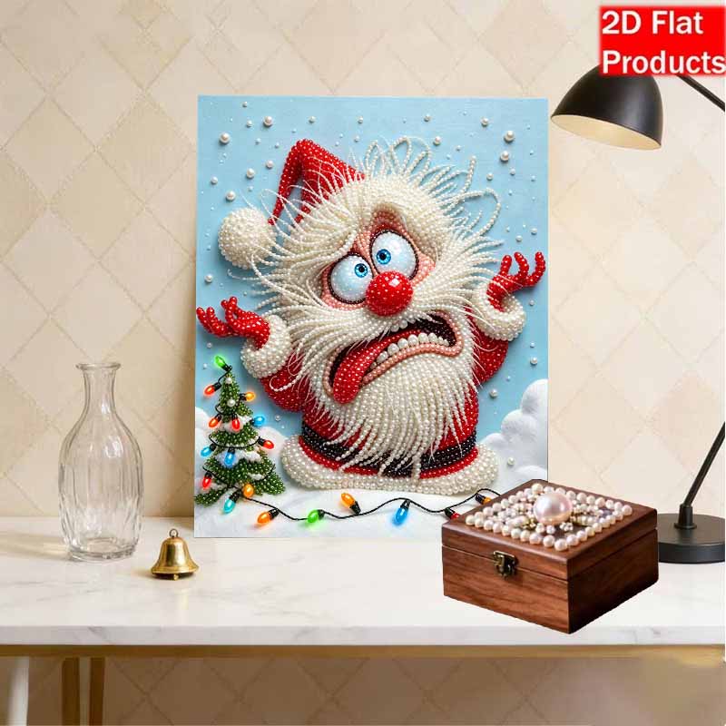 DIY Frameless Pearl Painting Kit Whimsical Santa Cozy Home Decor 3D Shiny Bead Art Canvas Relaxing Craft Gift for Adults