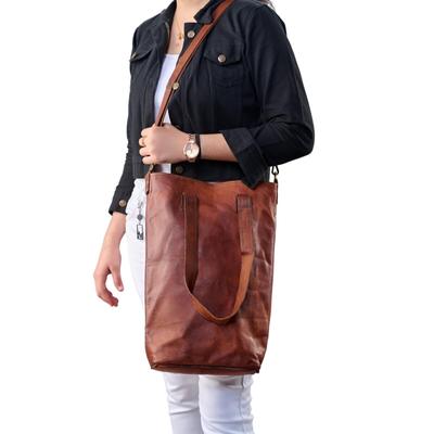 Bolso bandolera de piel auténtica vintage para mujer, bolso convertible, bolso informal con honda