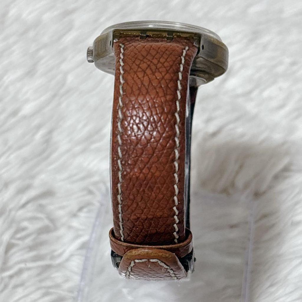 Used SWATCH Watch, Working Condition, Genuine Leather Belt, Battery Replaced, Vintage Y2K Quartz, Gold, Made in 1997