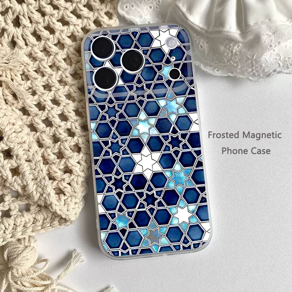 

Art Tile Moroccan pattern Phone Case For iPhone 17,16,15,14,13,12,11 Pro,Max,Plus,Mini,Air,E Magnetic Frosted Clear iPhone16promax