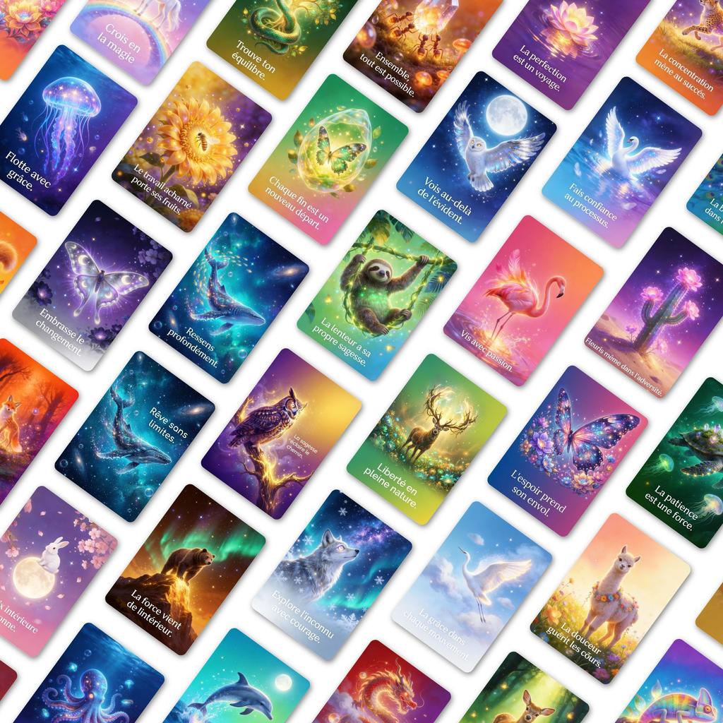 Fantasy Animal Energy Card 36 French Version Inspirational Quotation Card Hand Account Material Wall Decoration Message Card