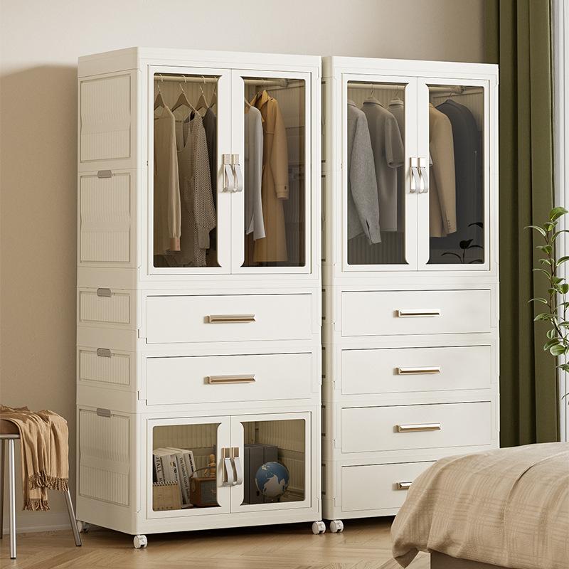 Foldable Multi-layer Wardrobe Household Dustproof Partition Closet Storage Wardrobe Bedroom Open Storage Folding Bins