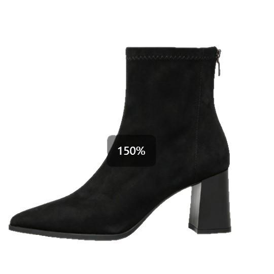 Simple pointed suede ankle boots rear zipper square thick heel slim fit thin workplace dating autumn and winter women's short boots
