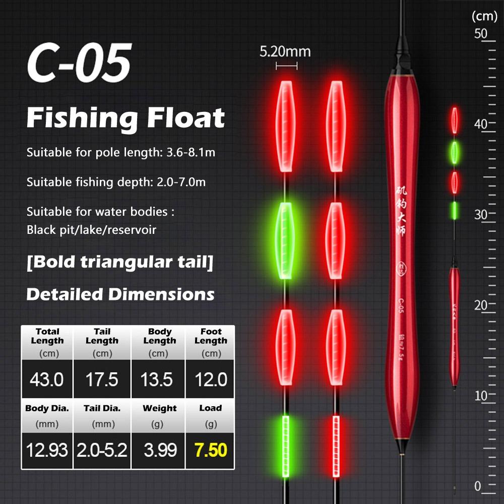 Indicator Electronic Fishing Float Long Tail Slip Drift Tube Light Float 4 Light Buoy Strike Bobbers Buoy Night Fishing