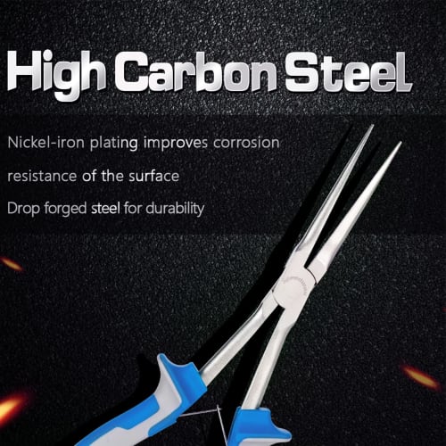SPEEDWOX Long Reach Mini Long Nose Pliers, 185mm, with Molded Grip, Ideal for Precision Work in Hard-to-Reach Spaces, Long Size, No Grooves, Compact,