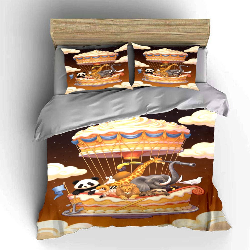 Animal-themed Hot Air Balloon Bedding Sets Duvet Cover Sets Duvet Covers Pillowcases(1 * Duvet Cover 2 * Pillowcases Without Duvet Insert)