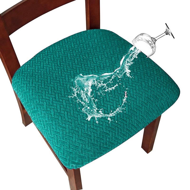 Jacquard Waterproof Stretch Chair Seat Cover Removable Elastic Upholstered Dining Chair Cushion Slipcovers Washable Seat Covers