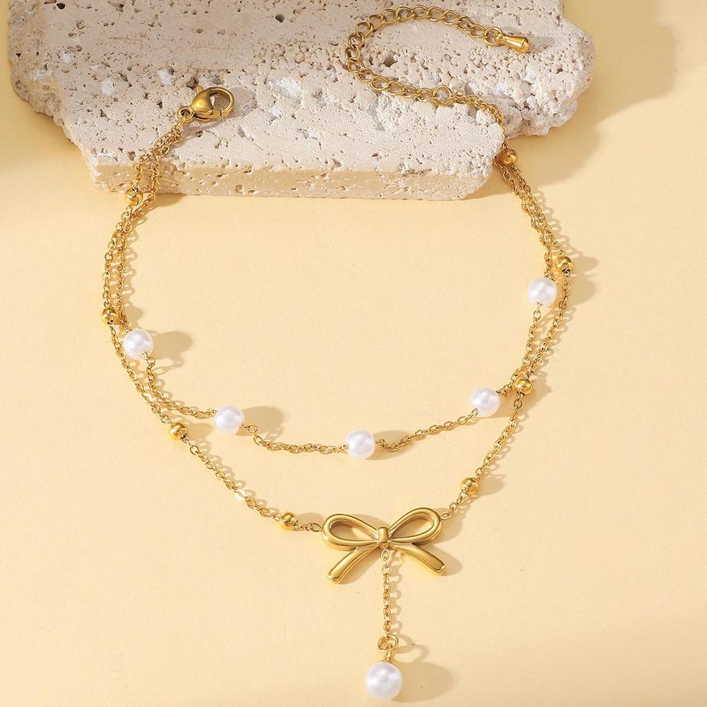 Women's Japanese-Korean Style Bowknot Tassel Anklet - Elegant Foot Jewelry