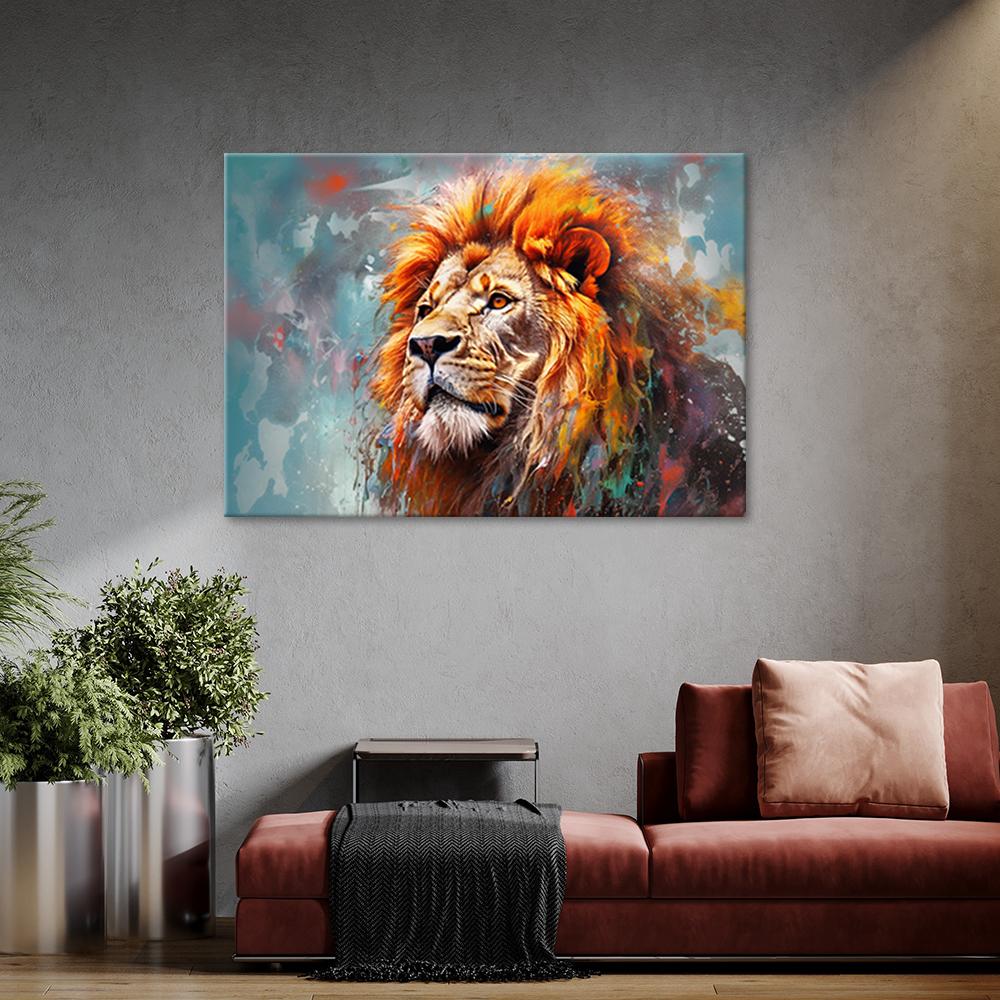 Canvas Print, Animal AI Lion Abstraction