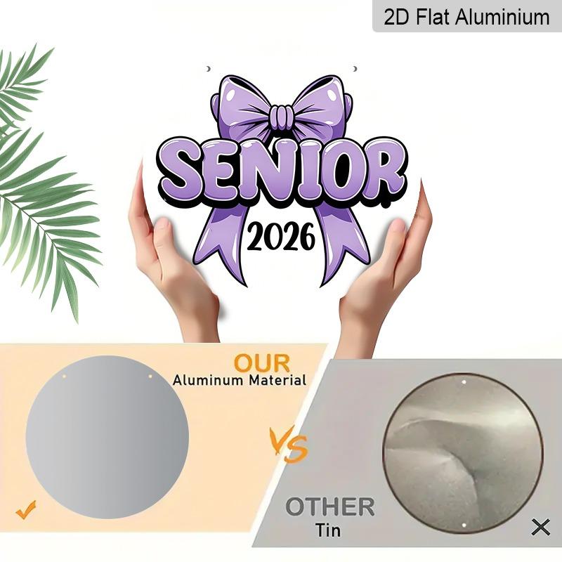2D Flat Aluminum 2026 Graduation-themed Wall Hanging Is Available in Multiple Sizes and Features A Cute Purple Bow Design, Making It A Perfect Choice