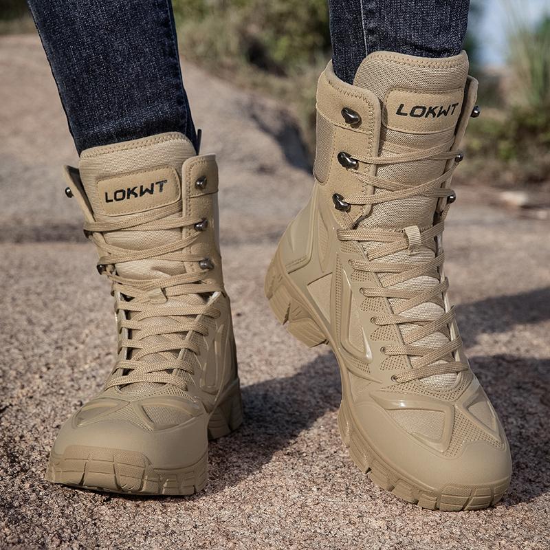 2026 New Men's Tactical Shoes, Combat Boots, Training Straps, High Top, Large Outdoor Hiking Boots, Sizes 38-48
