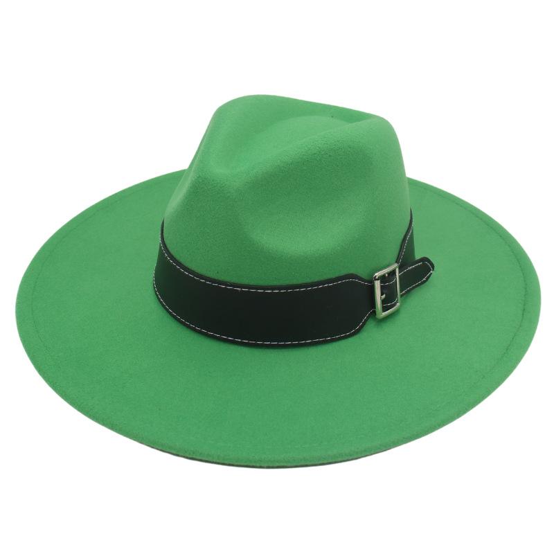 New Black Belt, Large Brim, High-End Clothing With Wholesale Men'S And Women'S Felt Woolen Top Hats