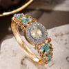 Vintage Court Style Floral Watch for Women Quartz Wristwatch