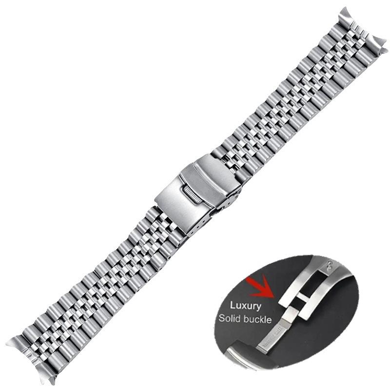 Solidna Stalowa Bransoleta do Zegarka Seiko Luksusowa z Zakrzywionym Końcem Pasek do Zegarka Oyster 20mm 22mm Pasek do Zegarka Jubilee Akcesorium