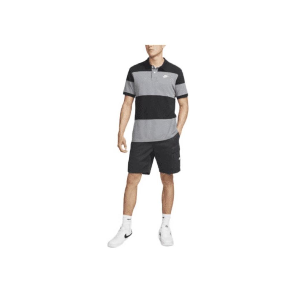 Nike Sport Essential Logo Color Block Short Sleeve Polo Men Tops Black Smoke-Grey DM6951-010