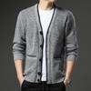 Men's Autumn/Winter Plus Velvet V-Neck Long Sleeve Cardigan Sweater