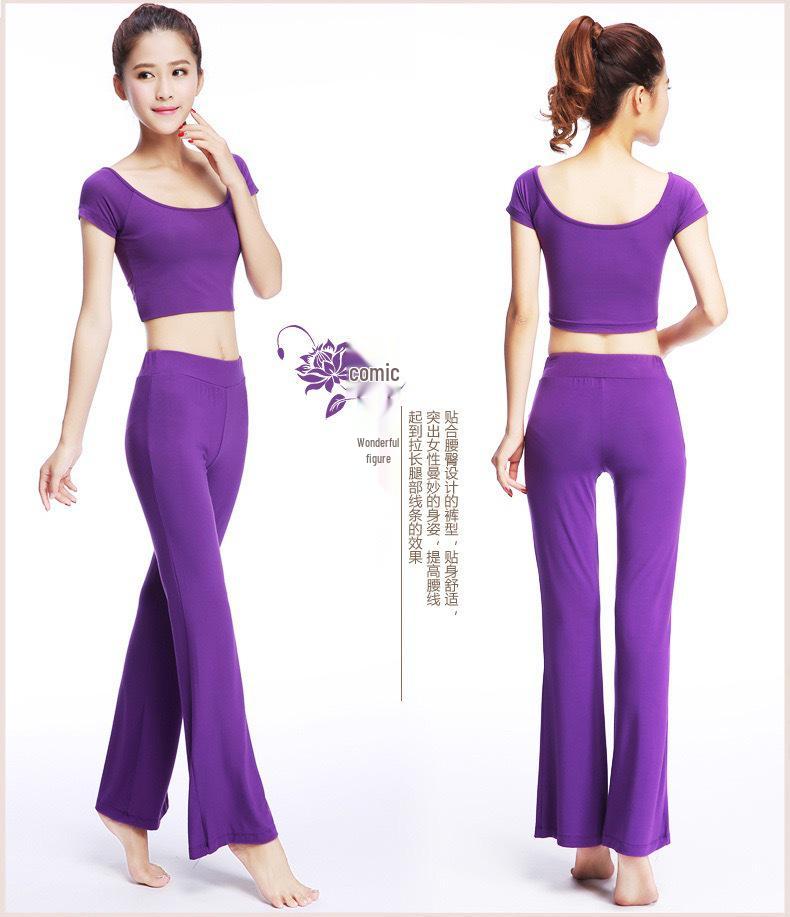 Svarta bomullsbyxor med utsvängda ben för damer, för träning - Klassisk, Folklig, Latin och Square