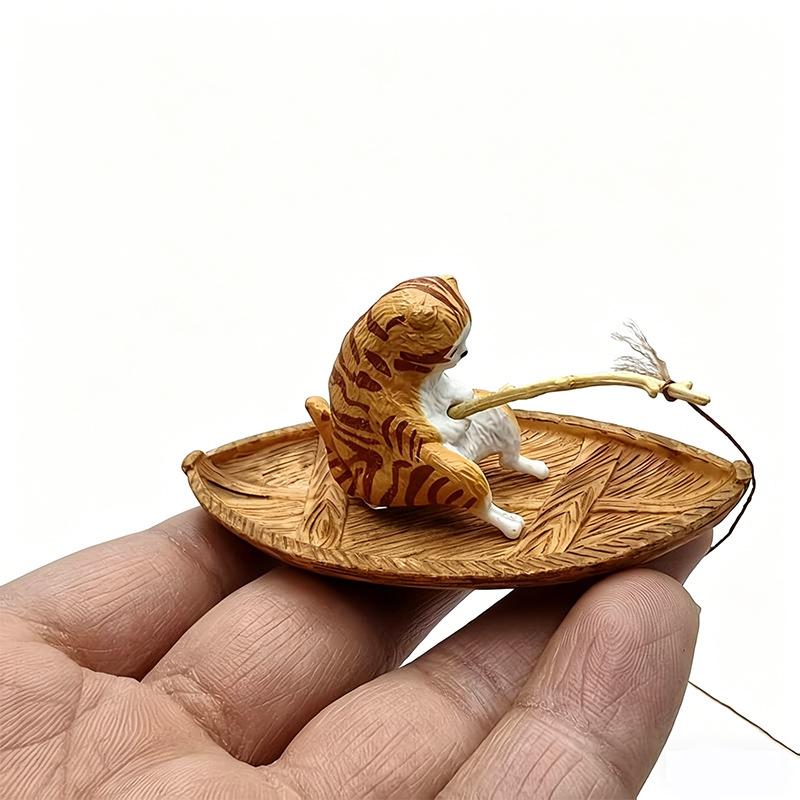 1Pcs High Quality Resin Durable Fish Tank Decor Marine Theme Creative Cat Fishing Boat Aquarium Ornament