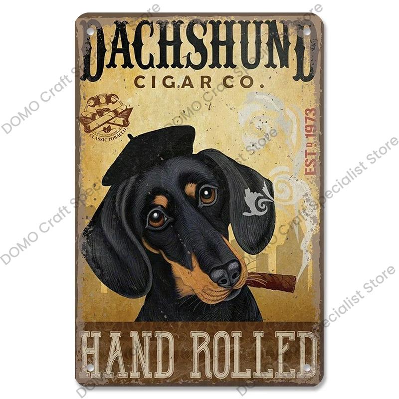 Pet Dog Dachshund Plaques Vintage Metal Plate Drink Coffee Wine Read Book Metal Tin Signs Wall Decor for Bar Pet Shop House