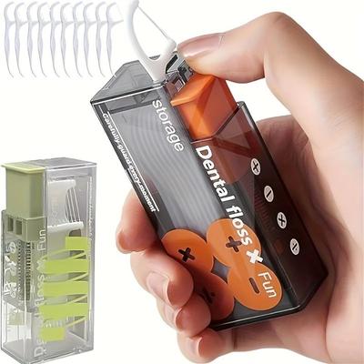1pc Portable Automatic Dental Floss Box, Carry-on Dental Floss Box, Pop-up Dental Floss Stick To Pick Dental Floss Storage Box